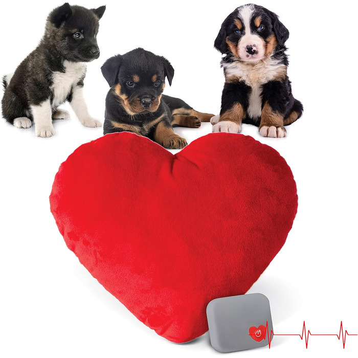 K&H Pet Products заспокійлива іграшка для собак з імітацією серцебиття, подушка-серце, для великих порід, 25,4 см, червона
