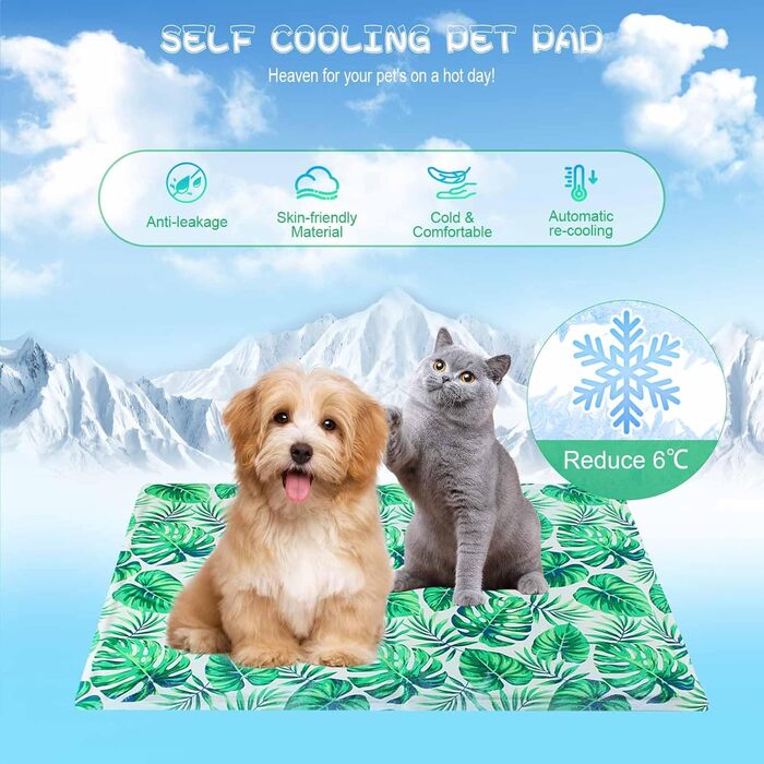 Кілим-охолоджувач для собак та котів Ninonly 50 x 65 см. Самостійно охолоджуючий, з нетоксичним гелем, вологостійкий, для дому та вулиці
