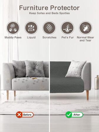 Водонепроникний килимок для собак, диванів та ліжок, захист від шерсті та подряпин, антиковзаюча підстилка для тварин, легко миється, 127x157 см