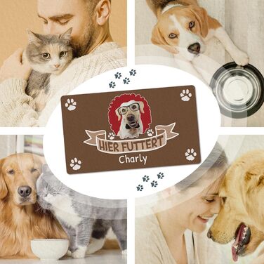 Персоналізована килимок для годування собак та котів з фото та ім'ям - PR Print, 60 x 35 см, миючий, неслизький
