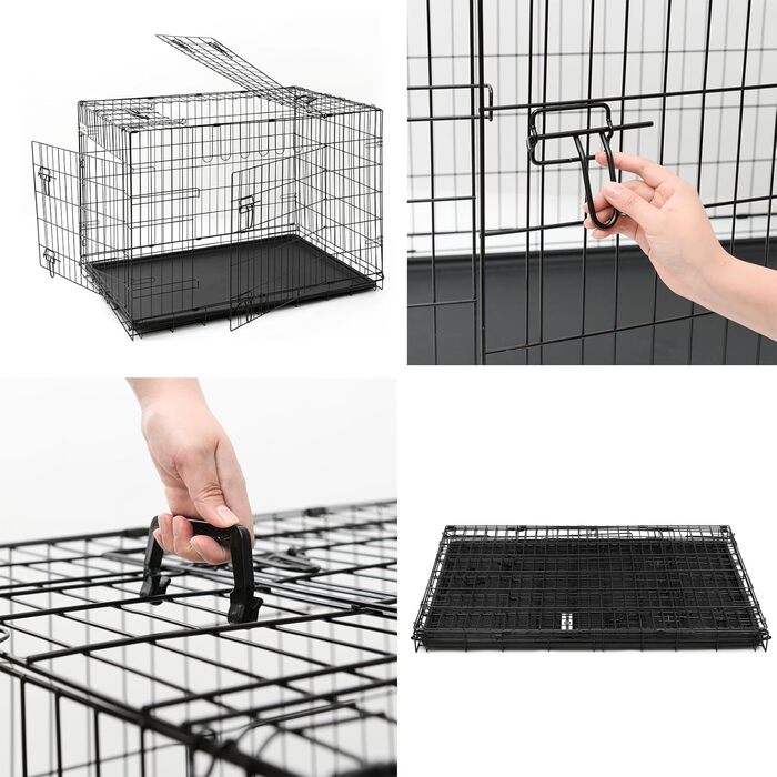 Клітка-переноска для собак, розмір S, чорна, 61x42x48,5 см. Розмірна переноска для собак та інших тварин, складна