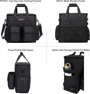 Чорна сумка-переноска для собак Modoker, велика, для подорожей, з кишенями для ласощів