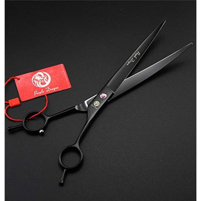 Набір для догляду за собаками Purple Dragon: вигнуті та фінішні ножиці, 20.3 см (8 дюймів), чорний колір