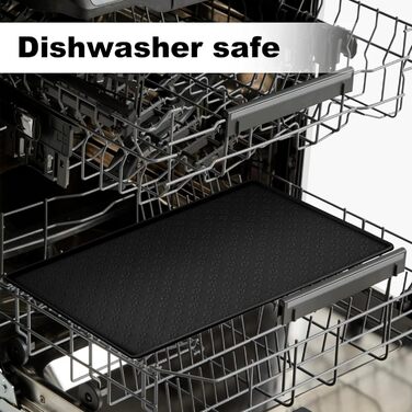 Силіконовий килимок для корму собак та котів, 54x38 см, чорний, з принтом лапок - MOACC