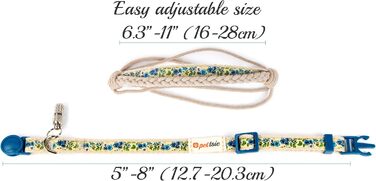 Нашийник для кота Pettsie з безпечною застібкою та браслетом дружби, міцна бавовна, D-подібне кільце для аксесуарів, регульований розмір 19-29 см, (12,7 - 20,3 см, блакитний)