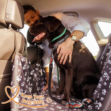 Автомобільний ремінь безпеки для собак AYADA: еластичний, регульований, з відбивачем, нейлон. Підходить для собак та котів, для заднього сидіння, безпечний, з карабіном.