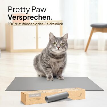 Підкладка під миску для кота Pretty PAW® 60x40 см - аксесуар для фонтану та миски Pretty Paw | неслизька та водонепроникна кормушка, захист підлоги для котів, миски для води та їжі (Сірий, Екстра Широка)