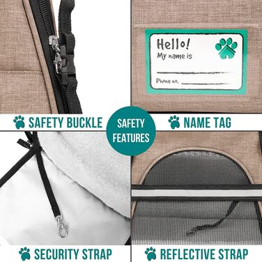 PetAmi Преміум переноска для тварин, схвалена авіакомпаніями | м'яка, вентильована, комфортна, з функціями безпеки | для котів, собак та інших домашніх тварин, середніх розмірів, коричнево-сіра, велика (19.5'L x 10.2'W x 12'H)