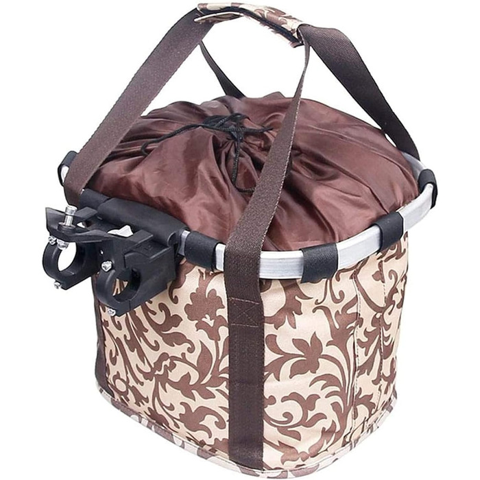 Знімний велосипедний кошик для тварин - складана передня сумка - переносний візок для котів та собак (колір: кавовий)