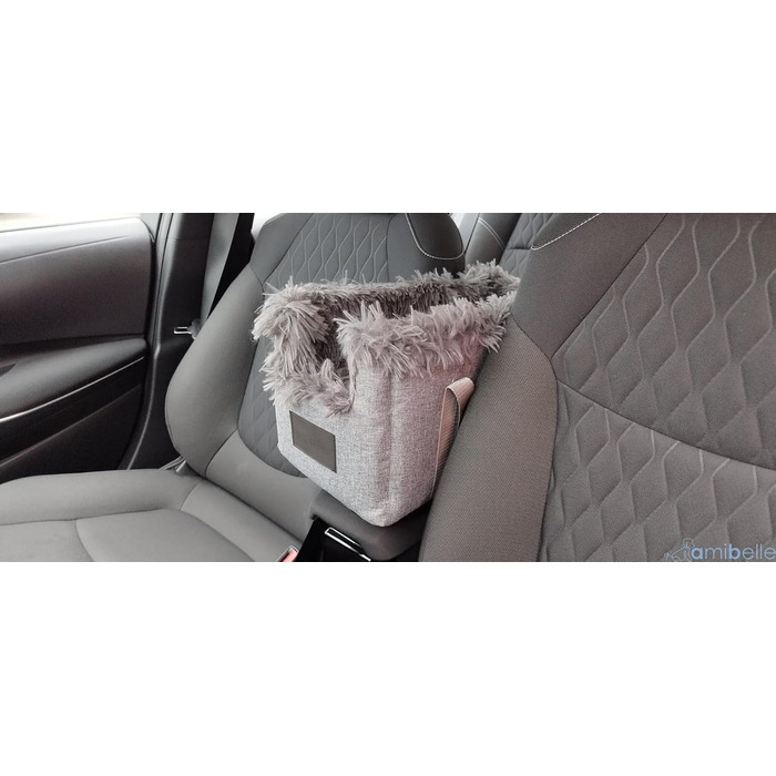 Автомобільний підлокітник для собак | Універсальний, миючий, зносостійкий, для середніх консолей, передніх та задніх сидінь | Сумка для собак, для маленьких порід | Колір: світло-сірий