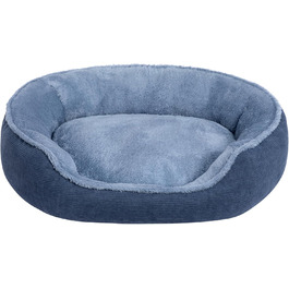 Кругле ліжко для котів та цуценят Hollypet, м'яке, дихаюче, 55x50x15 см, блакитно-сіре