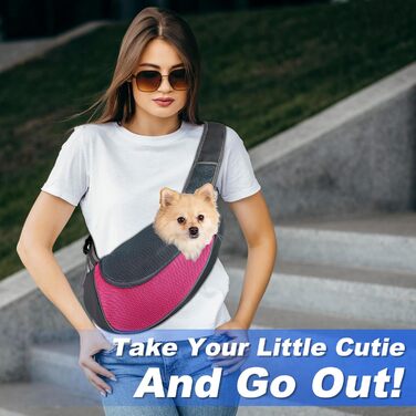 Тканинна переноска для собак, сумочка для маленьких собак, переноска для тварин з дихаючою тканиною, переноска для собак та котів до 6 кг, ідеальна для прогулянок на вулиці (магента)