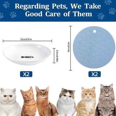 Набори мисок для котів з кераміки (2 шт.) - неслизькі, для зручного годування