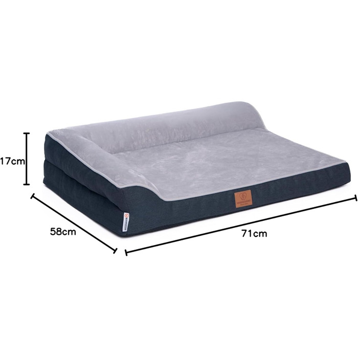 Ортопедичне лежанка для собак преміум-класу з піною з ефектом пам'яті, міцна петля, водонепроникний внутрішній чохол, м'яка, знімний та пральний чохол, 106 x 81 x 17 см, світло-сірий (M)