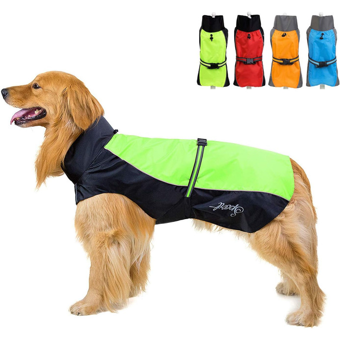 Водонепроникний дощовик для собак середніх та великих порід Zunea, відбиваючий, легкий, вітронепроникний, з сіткою всередині, захист від дощу, для прогулянок на відкритому повітрі, зелений, 3XL