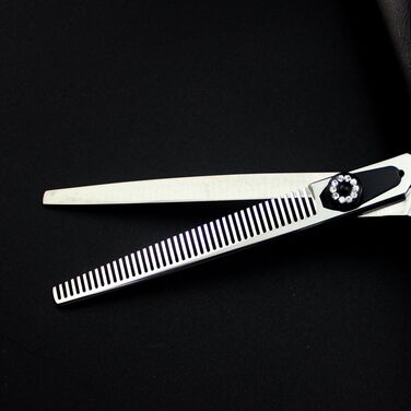 Набір професійних ножиць для грумінгу собак JIESENYU 7.0 дюймів (4 шт.) - прямі та тонкі леза, чорний колір