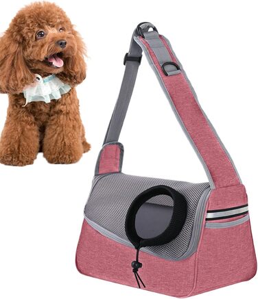 Сумка-переноска для собак і котів, рожева, 36x21 см, з відділенням для речей