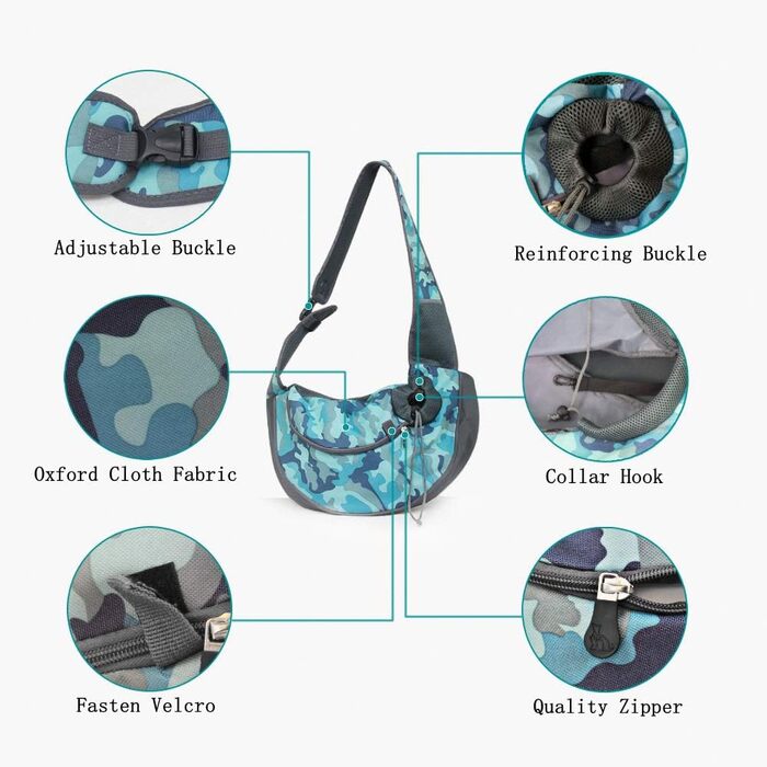 Сумка-переноска для собак і котів, блакизне камуфляжне забарвлення, до 2.5 кг