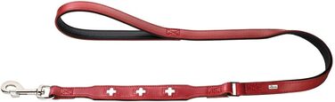 Повідок для собак HUNTER Swiss з ручкою, шкіряний, червоний, 1,8/110 см, зі швейцарським хрестом, преміум-якість