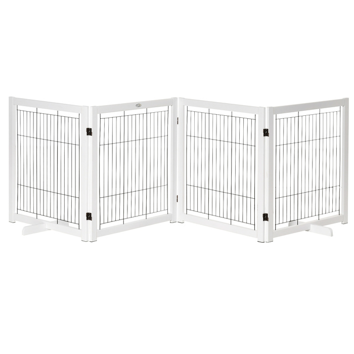 PawHut Door Guard Дерево, Бар'єр для собак, Охорона, Ворота для собак, Захисні двері, Сталь, Білий, 305 x 35.5 x 82 см | Аосом