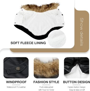 Зимова куртка для собак Namsan з натуральної шкіри, чорна, розмір M, водонепроникна