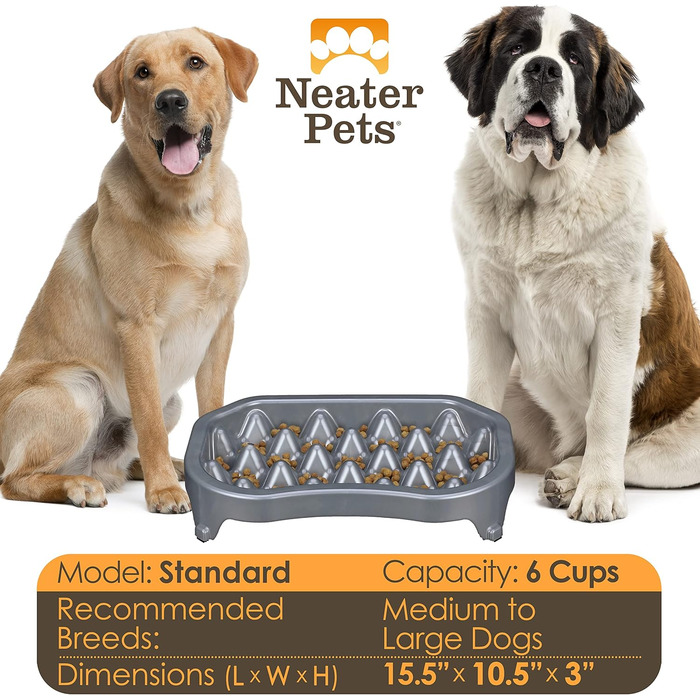 Neater Pet Brands – Антиковзаюча миска для собак 1500 мл, метал, проти здуття, для сповільненого годування