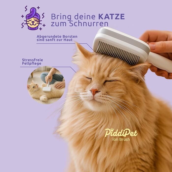 PiddiPet Іонна щітка для грумінгу тварин - 2 шт. Електрична щітка для собак та котів проти ковтунів та підшерстка, зменшує статичну електрику та випадання шерсті, м'яка, самоочисна, для чутливої шкіри