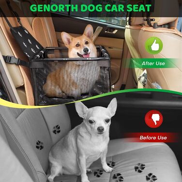 GENORTH Автокрісло для собак, дихаюче, складане, пране, бустер для середніх собак до 10 кг