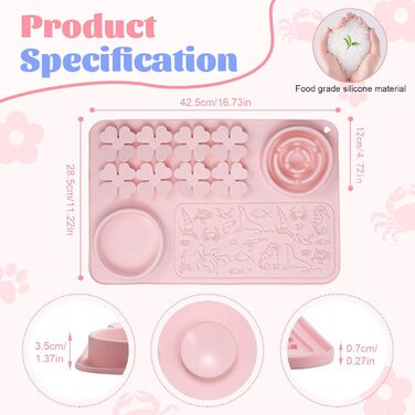 Силіконовий килимок для собак та котів - повільний годівник, килимок-головоломка, антиковзаюча поверхня, для швидких їдців, інтерактивна годівниця (рожевий)