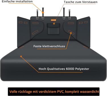 Захист для багажника автомобіля Alfheim для собак - водовідштовхуючий та легкий у догляді - універсальний. Килимок для багажника з захистом краю навантажувальної рамки (сірий)