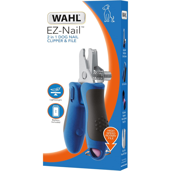 Триммер для обрізки кігтів домашніх тварин WAHL EZ, чорний/синій