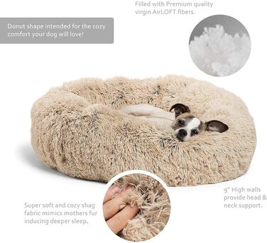 Преміум лежанка для собак, кошик для собак, ортопедична лежанка-гніздо Donut, 50 см. Підходить для собак та котів маленьких, середніх, великих та гігантських порід.