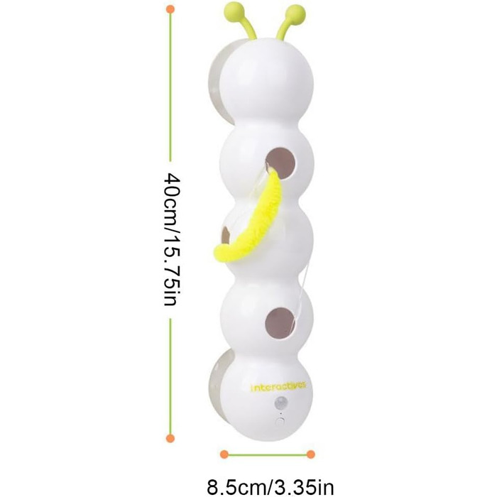 Інтерактивна іграшка для котів Wuselwurm Katze: електрична, з функцією переслідування, з присосками для стін та вікон (біла)