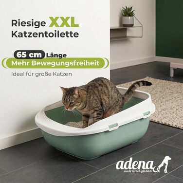 Гігантський закритий лоток для котів XXL Jumbo (65 см) з бортиком та совком, колір agave