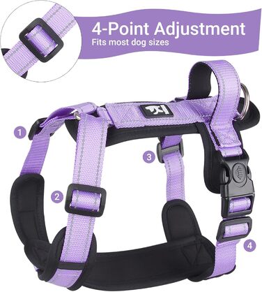 Нашийник для собак XL фіолетовий - зручний, світловідбиваючий, анти-тяга, з ручкою, для собак середніх порід