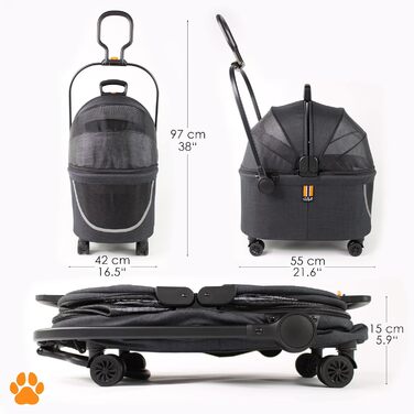 Складана переносна переноска для собак та котів до 8 кг | З колесами | З міцного поліестеру та сітки | Легка переноска для тварин