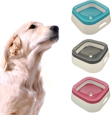 Поїлка для собак Geavonyg: переносна миска для води з плаваючою платформою, синього кольору. Підходить для малих та середніх порід.