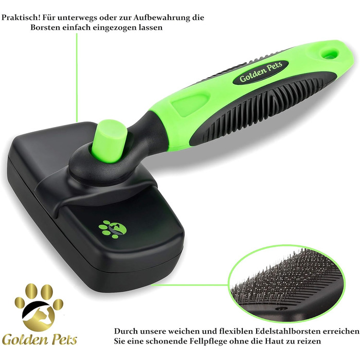 Щітка для собак та котів Golden Pets самоочисна, для короткої та довгої шерсті, для собак та котів різних розмірів, швидке очищення та догляд, інструкція в комплекті