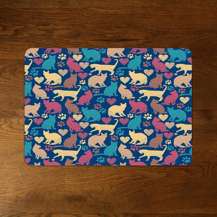Нековзна килимок під годівницю для котів та собак, Dead Set Studio, водонепроникний, з сердечками