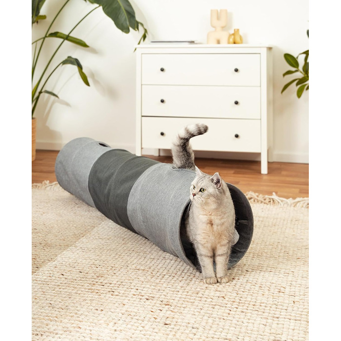 Туннель для котів Lionto з іграшкою, розкладний, діаметр 30 см, 130 см, з м'якого матеріалу