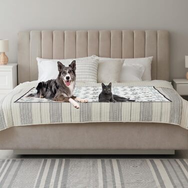 Килимок для тварин у приміщенні та на вулиці, 127 x 152,4 см, зручний, миючий, водовідштовхуючий, для пікніків та подорожей, синьо-сірий