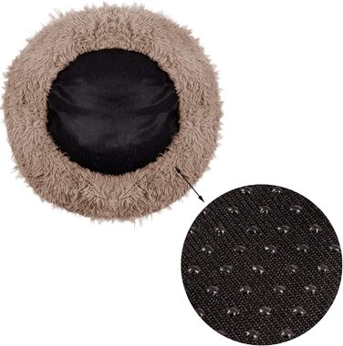 Кругле ліжко для собак Springos з антиковзною основою, м'яке та комфортне (40 см, світло-коричневе)