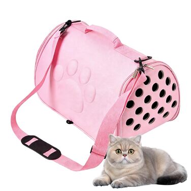 Трансформер для котів - сумка-переноска для подорожей з регульованим плечовим ременем, рожева