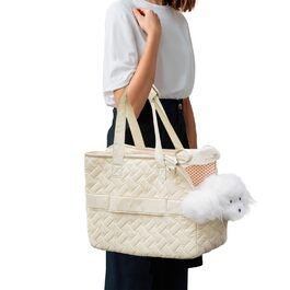 PETCUTE Сумка-переноска для собак та котів, дихаюча переноска для маленьких собак до 6 кг, сумка-переноска на плече з кишенями, переноска для собак з знімним килимком, M, Бежевий