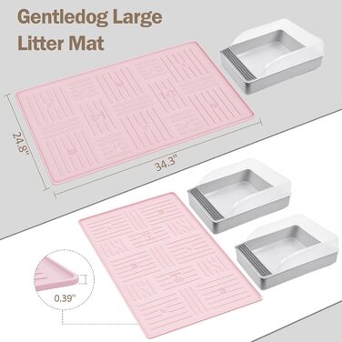 М'яка силіконова килимок для котячого туалету GentleDog, 87.1 x 63 см, водонепроникний, рожевий