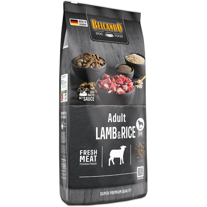 Сухий корм для дорослих собак BELCANDO Adult Lamb & Rice з ягнятими та рисом для чутливого травлення, 12.5 кг