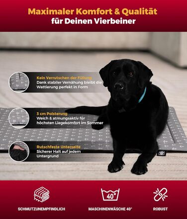 Літня подушка для собак HS-Hundebett® з бавовни з наповнювачем та антиковзким покриттям XS – М'яка подушка для собак на літо – Пральна та довговічна – Легка літня подушка для собак – Виготовлено в Німеччині (Сірий якорь, 75x115 см)