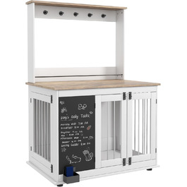 Клітка для собак PawHut - переноска з 3 дверцятами, полиця для іграшок, коліщатка, біла, для великих собак