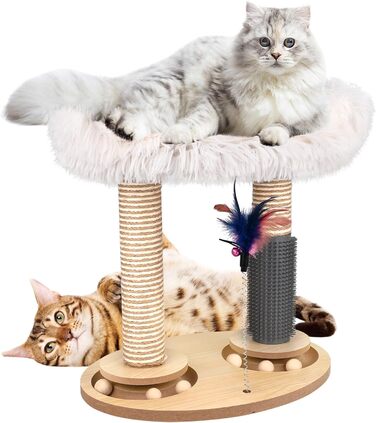 Інтерактивне котяче іграшкове карусель з дерева Banaone 4 в 1: карусель, когтеточка, іграшка, туалет для котів