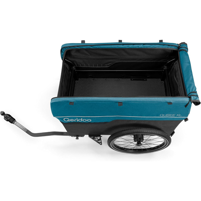 Qeridoo Qubee XL Petrol: Складаний вантажний причіп з об'ємом 220л та швидкою з'єднювальною рамою | Причіп для велосипеда & візок-валіза з повітряними шинами | Аксесуари для велосипеда | Велосипедний причіп